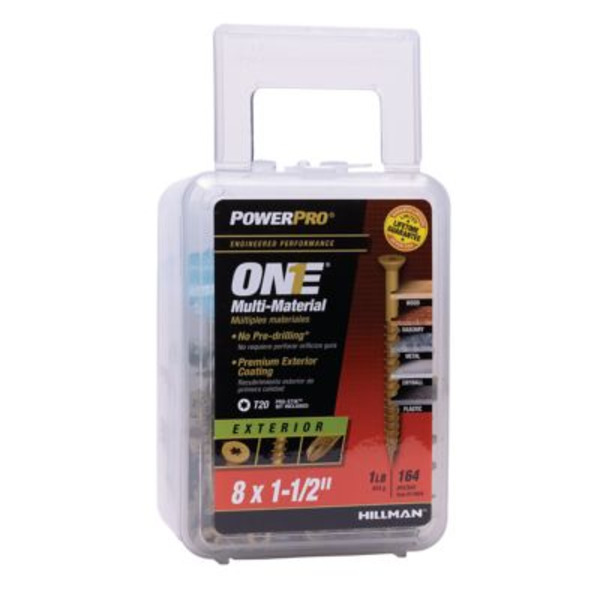 Hillman #8 x 1-1/2 in. Power Pro ONE Flat Exterior Multi-Material Screws, Bronze, 164-Pack