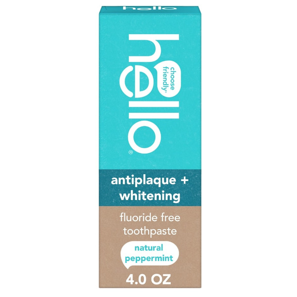hello Antiplaque + Whitening Fluoride Free Toothpaste, Natural