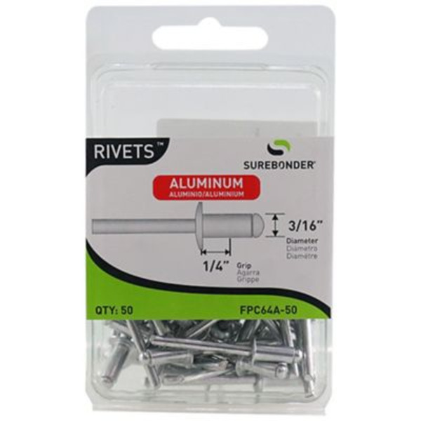 Surebonder 3/16 in. x 1/4 in. Medium Aluminum Rivet, 50-Pack
