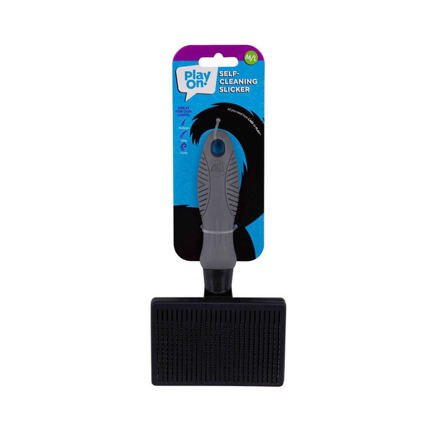 Play On Grooming Self Clean Cushion Slicker for Dog, Large