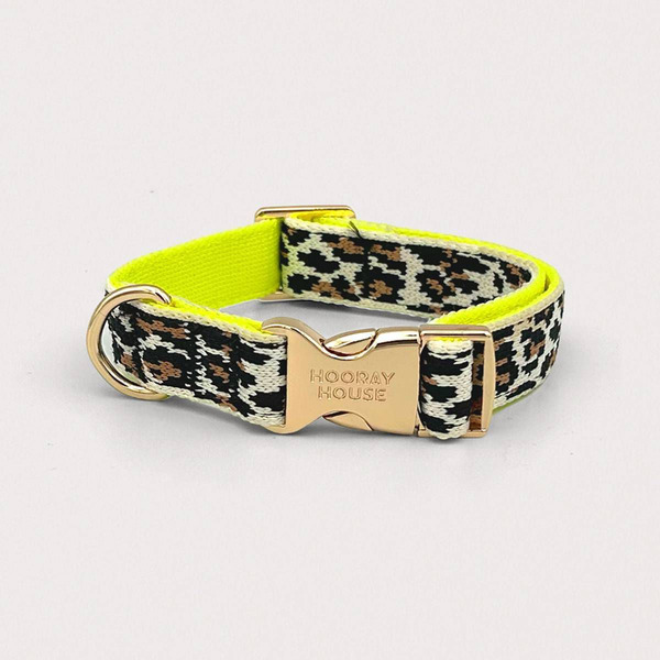 Hooray House Knit Leopard Dog Collar, S