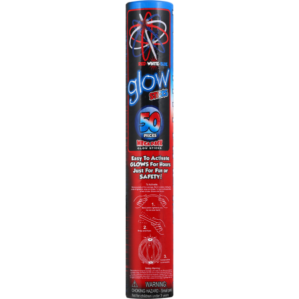 Supreme Glow Glow Sticks, Red/White/Blue, Mega Pack Same-Day