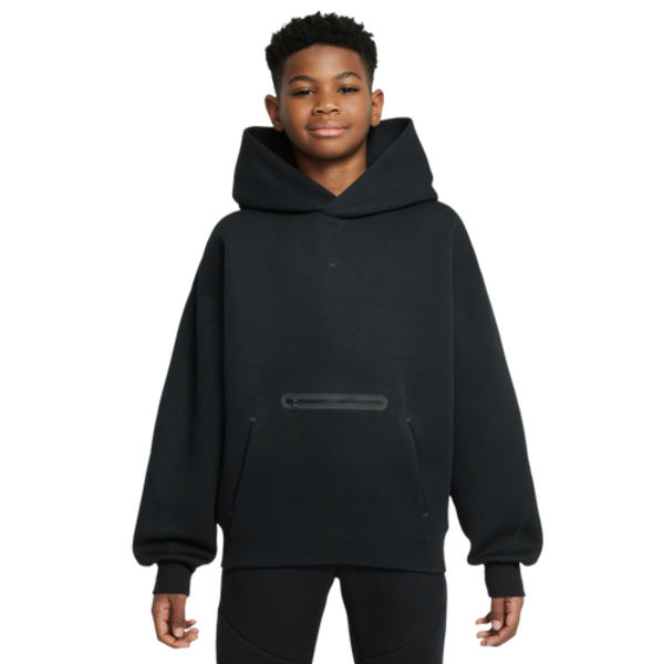 Nike Boys' Sportswear Tech Fleece Oversized Pullover Hoodie, L - Black/Black