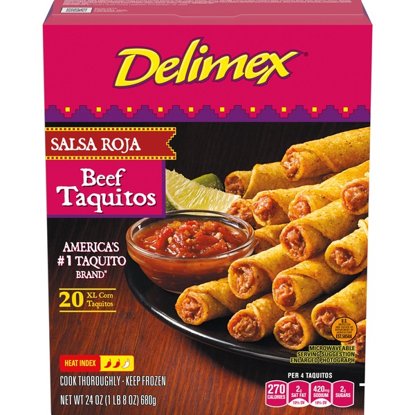 Delimex Beef Salsa Roja Corn Taquitos (24 oz) from FoodsCo Instacart