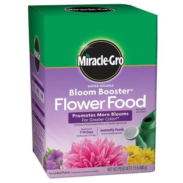 Miracle-gro Water Soluble Bloom Booster Flower Food 1.5 Lbs. For Annual, Perennial, Container And In-ground Flowers, Dry Fertilizer