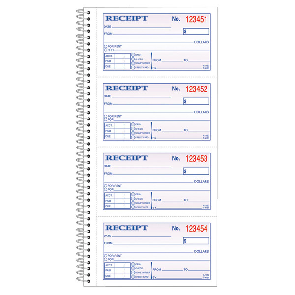 Adams ABFSC1152KT  2 3/4" x 4 3/4" Carbonless 2 Part Money Rent Receipt Book