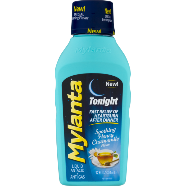 Mylanta Tonight Liquid Antacid + AntiGas Soothing Honey Chamomile