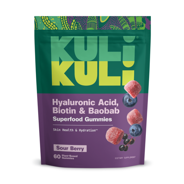 Kuli Kuli Foods Hyaluronic Acid, Biotin & Baobab Superfood Gummies, Sour Berry