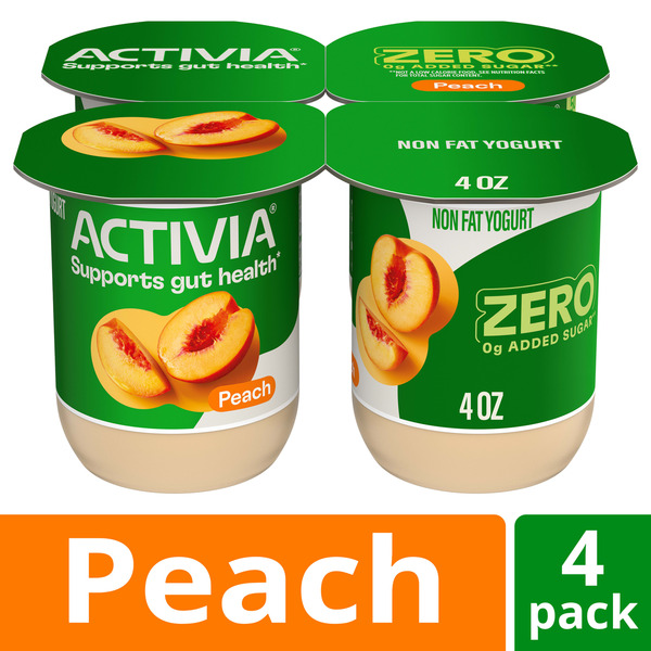 Activia ZERO 0g Added Sugar Peach Probiotic Yogurt, Delicious