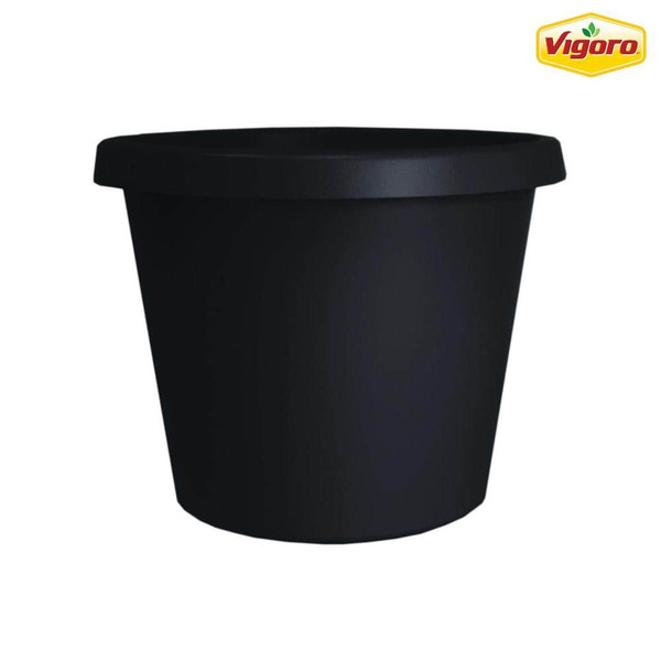 Vigoro 10 In. Antonella Black Plastic Square Indoor Outdoor Planter With Drainage Holes (10 In. L X 10 In. W X 8 In. H)