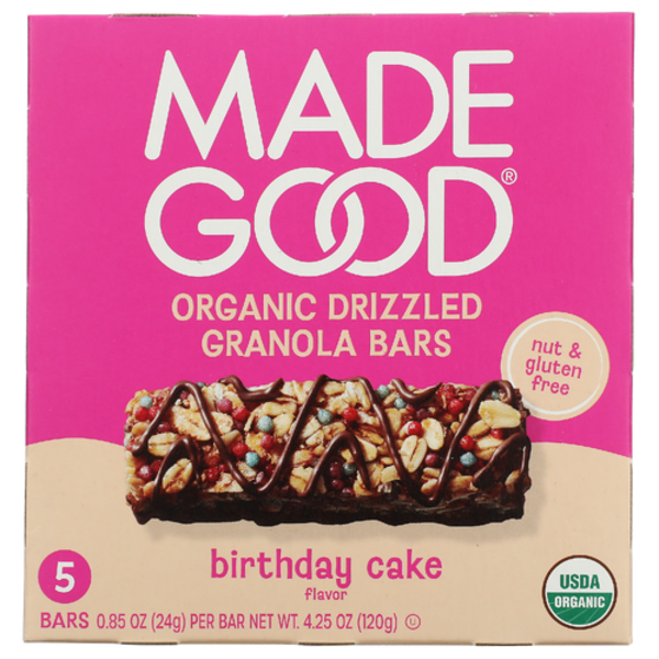 Madegood Organic Chocolate Drizzled Birthday Cake Granola Bars 5 Pack