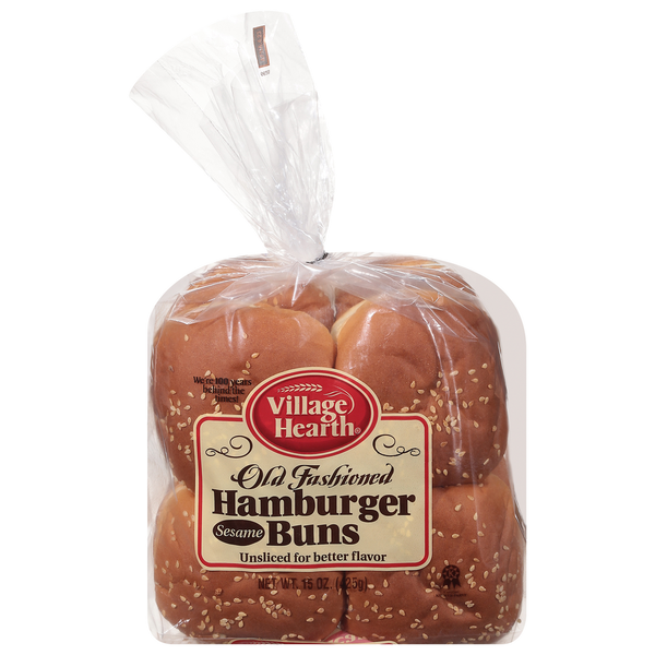 Village Hearth Hamburger Buns, Sesame, Old Fashioned Same-Day
