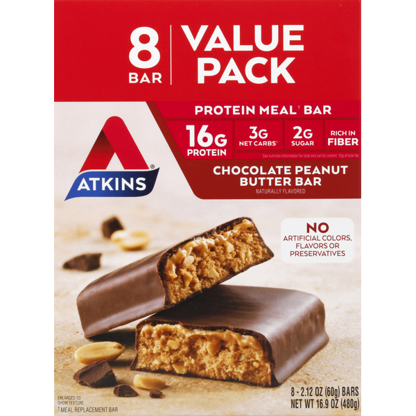 Atkins Protein Meal Bar, Chocolate Peanut Butter, Value Pack (8 ct