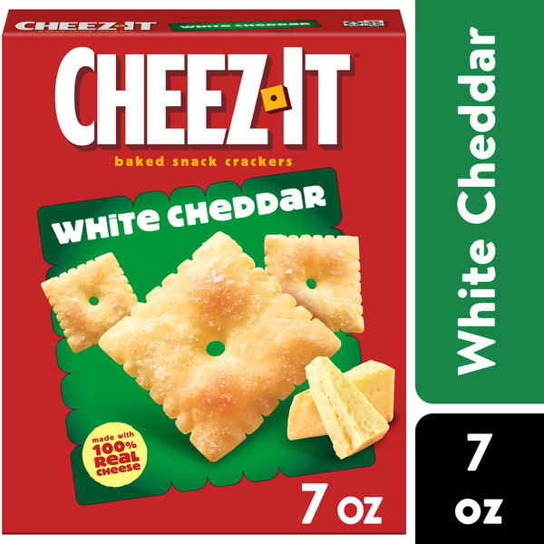 Cheez-It White Cheddar Cheese Crackers, Baked Snack Crackers, 7 oz
