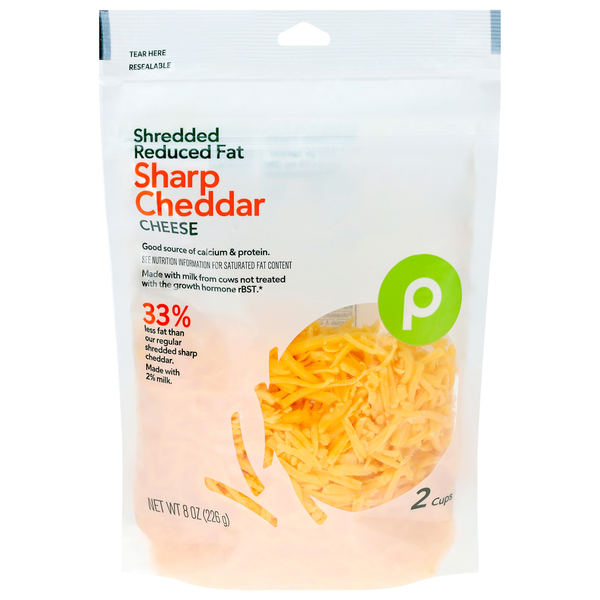 Publix Shredded Cheese, Reduced Fat, Sharp Cheddar Same-Day