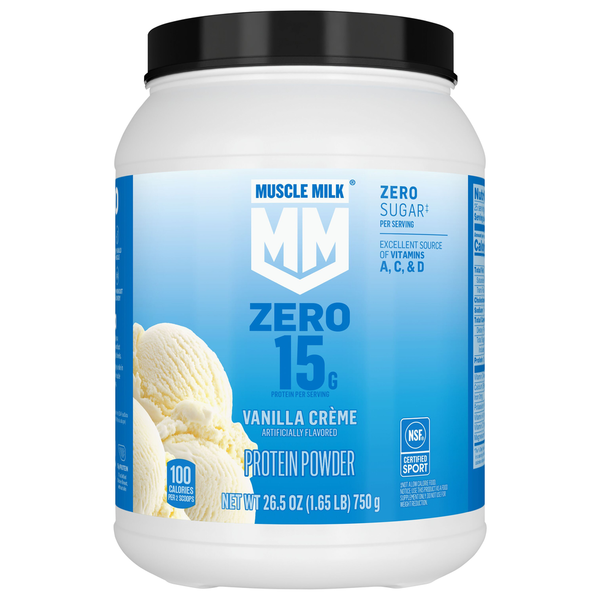 MUSCLE MILK Zero Sugar Vanilla Creme Protein Powder Same-Day