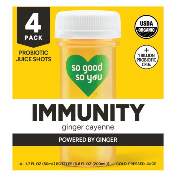 So Good So You Immunity, Ginger Cayenne, Probiotic Juice Shots