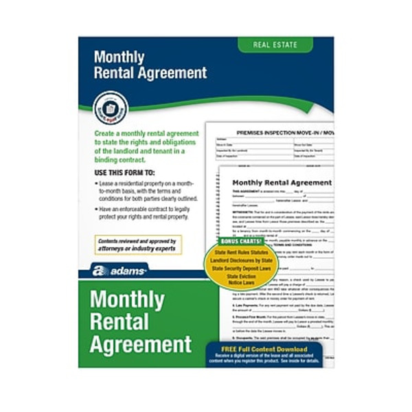 Adams ABF LF255 8.5" x 11" Month-To-Month Rental Agreement Form