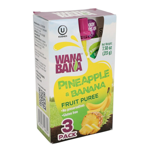 Wanabana Fruit Puree Pineapple Banana Fruit Pouches Same-Day