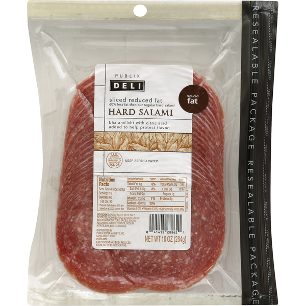 Publix Deli Salami, Hard, Reduced Fat, Sliced (10 oz) Instacart