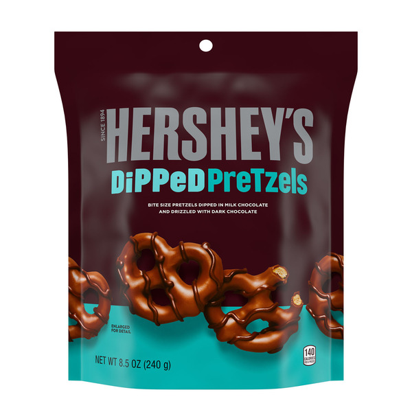 Hershey's Milk and Dark Chocolate Covered Dipped Pretzels Bag, 8.5