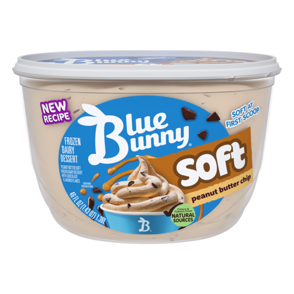 Blue Bunny Soft Peanut Butter Chip Frozen Dessert, 46 fl oz Tub