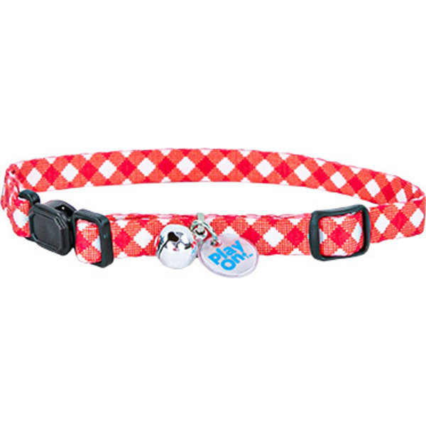 Play On Fashion Gingham Cat Collar - Red