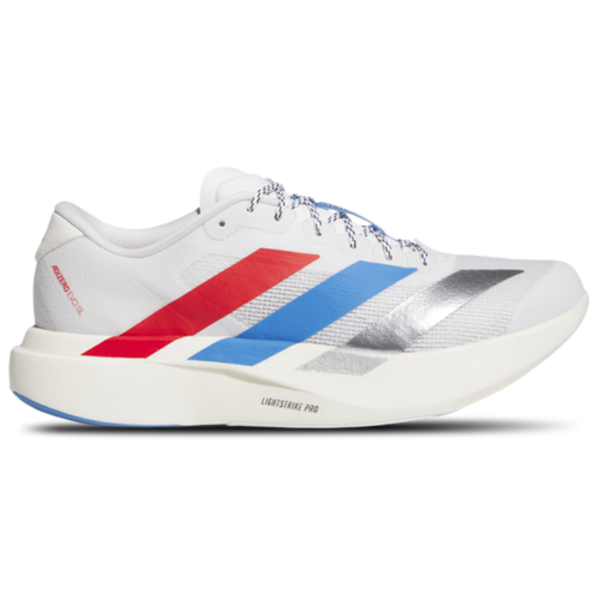 adidas Men's Adizero Evo SL Shoes, Size 10.5 - White/Pure Ruby/Bright Royal