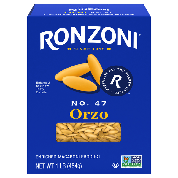 Ronzoni Orzo, 16 oz, Non-GMO, Rice-Shaped Pasta for Soups and