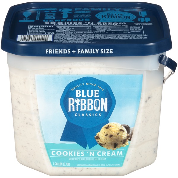 Blue Ribbon Classics Cookies and Cream Reduced Fat Ice Cream Pail (128 fl oz) from Walmart