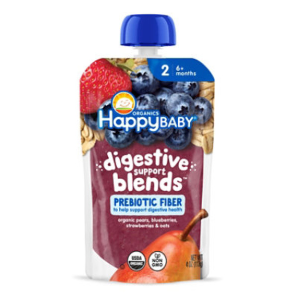 Happy Baby Organics Digestive Support Blends Organic Pears Blueberries Strawberries & Oats Pouch