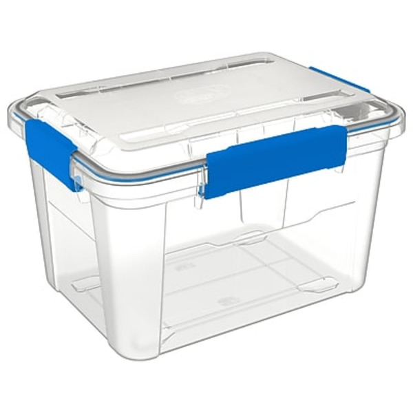 Ezy Storage Latch Lid Storage Tote - Clear & Blue - 19.02 Quart