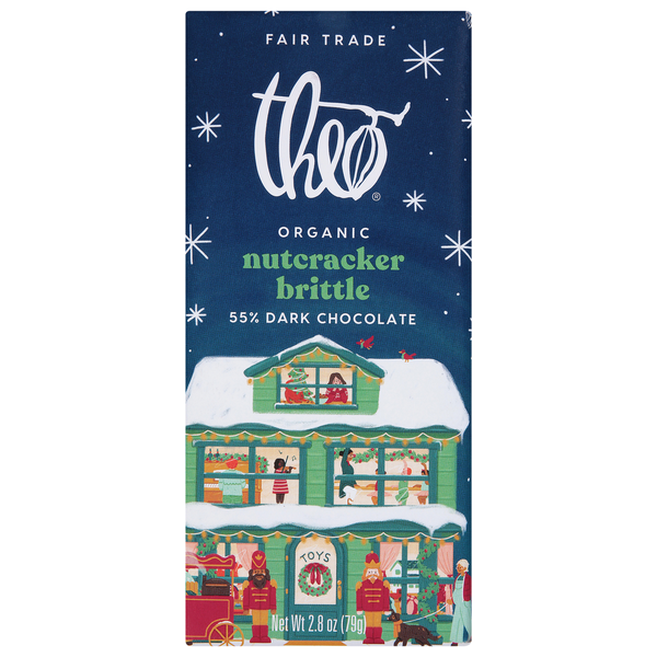 Theo Chocolate Dark Chocolate, Organic, 55%, Nutcracker Brittle