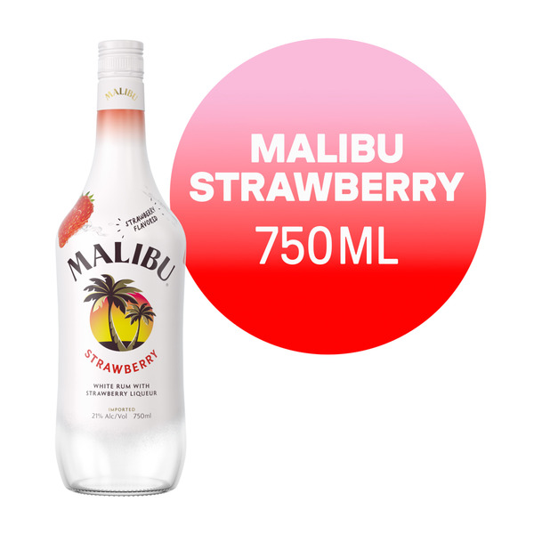 Malibu White Rum with Strawberry Liqueur Same-Day Delivery or