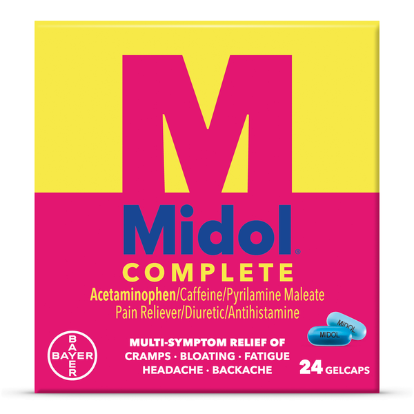 MIDOL Complete Menstrual Period Symptoms Relief Gelcaps Same-Day