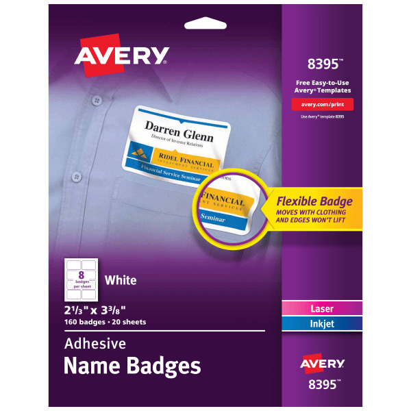 Avery 8395 Flexible Self Adhesive Laser & Inkjet Name Badge Labels