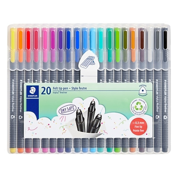 STAEDTLER 334 SB20 Assorted Ink Super Fine Point Triplus Felt Pens