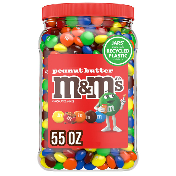 M&M's Chocolate Candy, Peanut Butter, 55 oz Jar