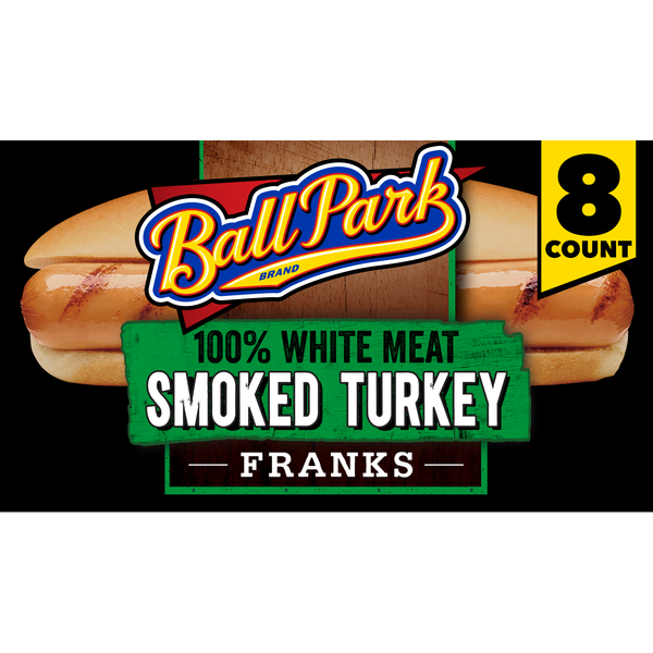 Ball Park Hot Dogs, Smoked White Meat Turkey, 8 Count Same-Day
