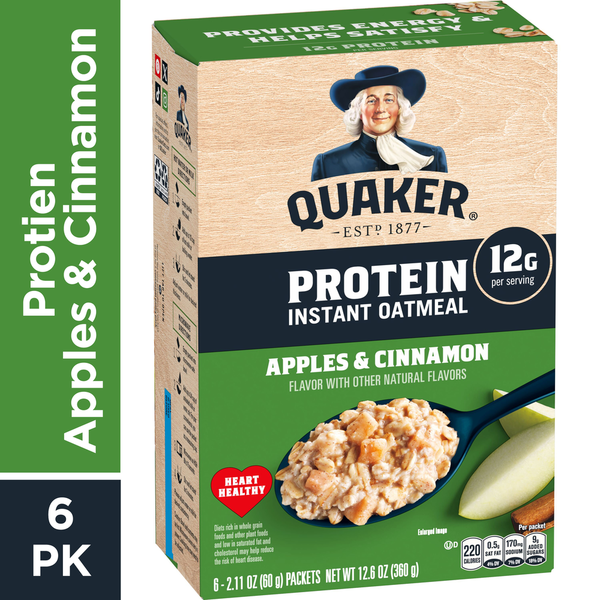 Quaker Instant Oatmeal, Protein, Apples & Cinnamon - Pack