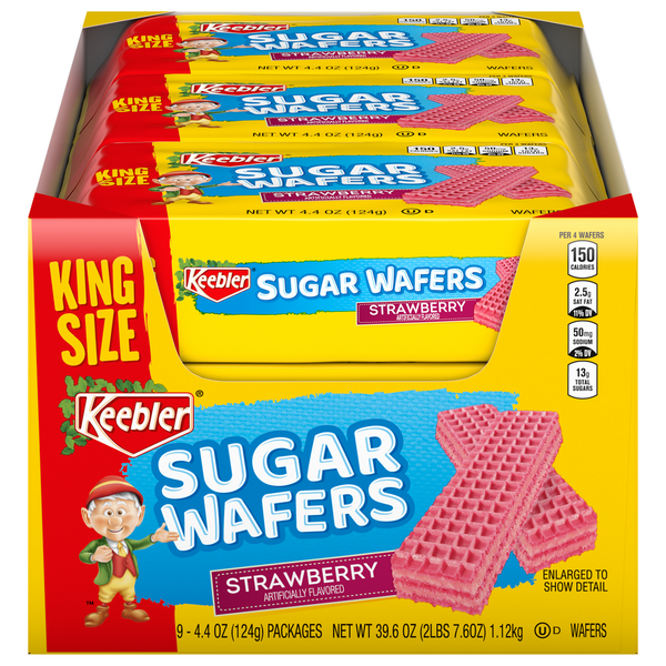 Keebler Sugar Wafers, Strawberry, 4.4 oz - 9 ct