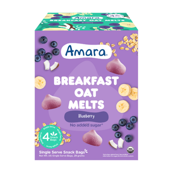 Amara Organic Baby Food Organic Blueberry Breakfast Oat Melts 4 Pack