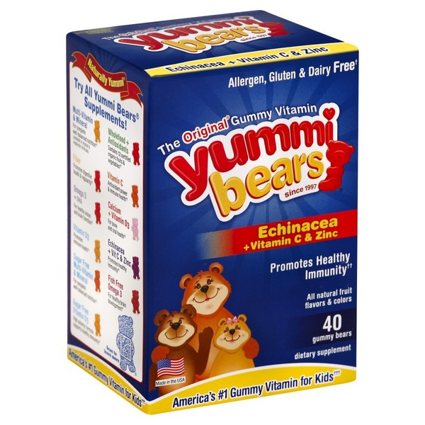 Yummi Bears Echinacea + Vitamin C & Zinc, Gummy Bears (40 each) from