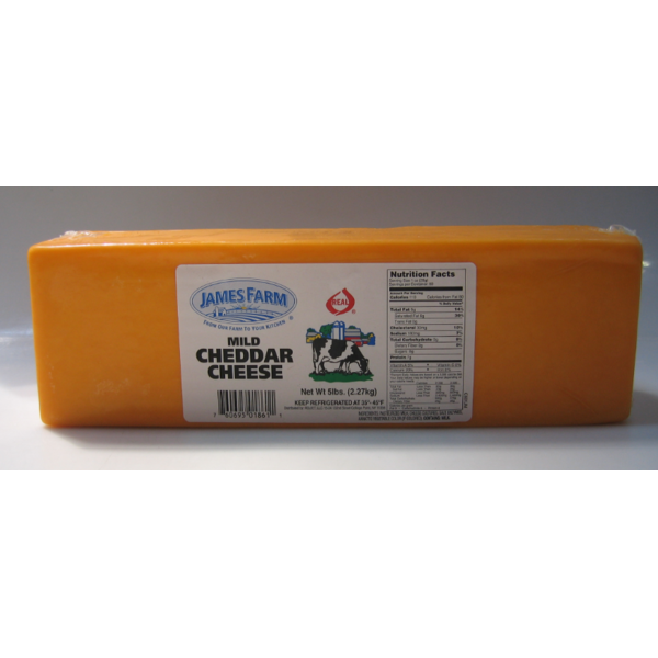 James Farm - Mild Yellow Cheddar Cheese Loaf - 5 lbs