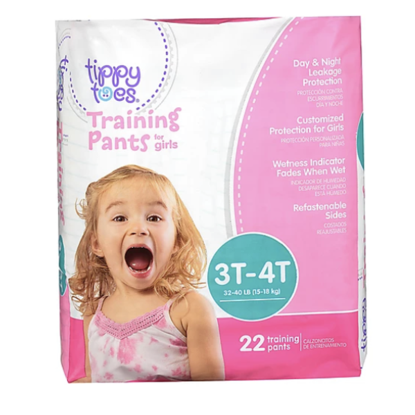 Tippy Toes Training Pants, for Girls, 3T-4T (32-40 lb) Same-Day
