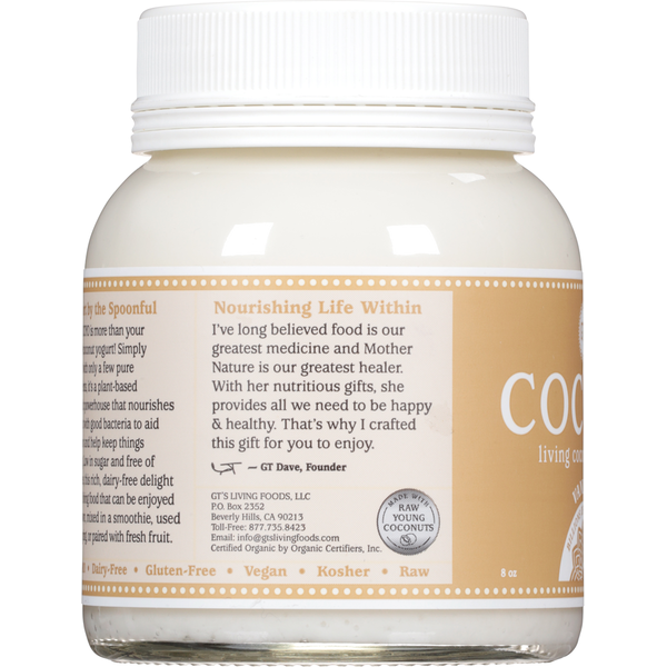 Enlarge Nutritional information of Other Creams & Cheeses GT's Living Foods Coconut Yogurt, Vanilla (opens in a new tab)
