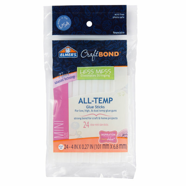 Elmer's Glue Sticks, All-Temp, Clear, Mini Size