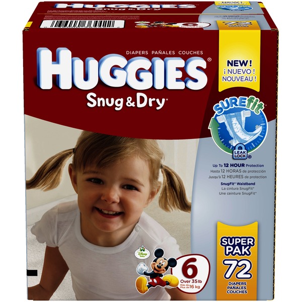 huggies snug & dry size 6 diapers 66 ct box