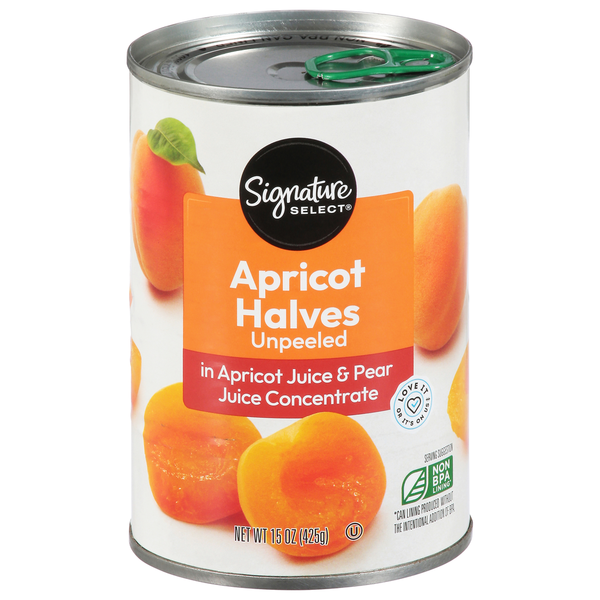 Signature SELECT Apricot Halves, in 100% juice, Unpeeled