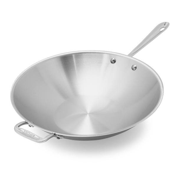 All-Clad 14" D3 Stainless Steel Stir Fry Pan With Helper Handle